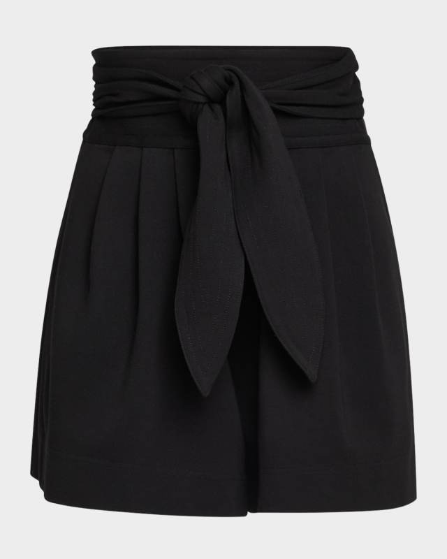Emmit Pleated Tie-Waist Shorts